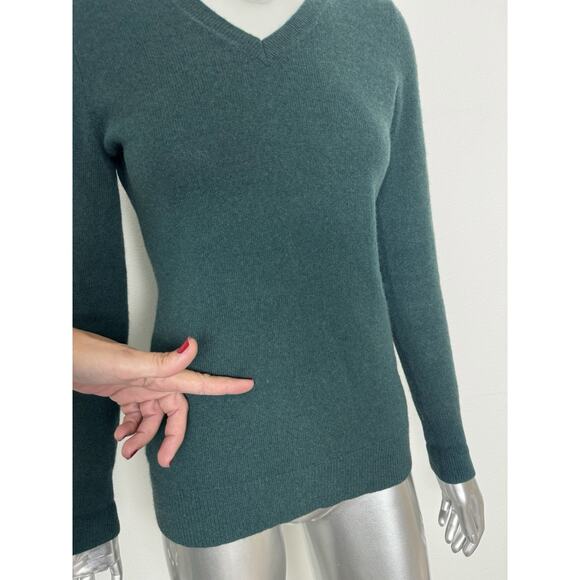 100% Cashmere Sweater Women’s Small Pine Green V-Neck Alex Marie - Picture 3 of 10